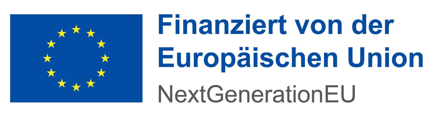 Das Bild zeigt das Logo der Europäischen Union mit gelben Sternen auf blauem Hintergrund. Daneben steht „Finanziert von der Europäischen Union“ und „NextGenerationEU“, ein Hinweis auf EU-geförderte Projekte.